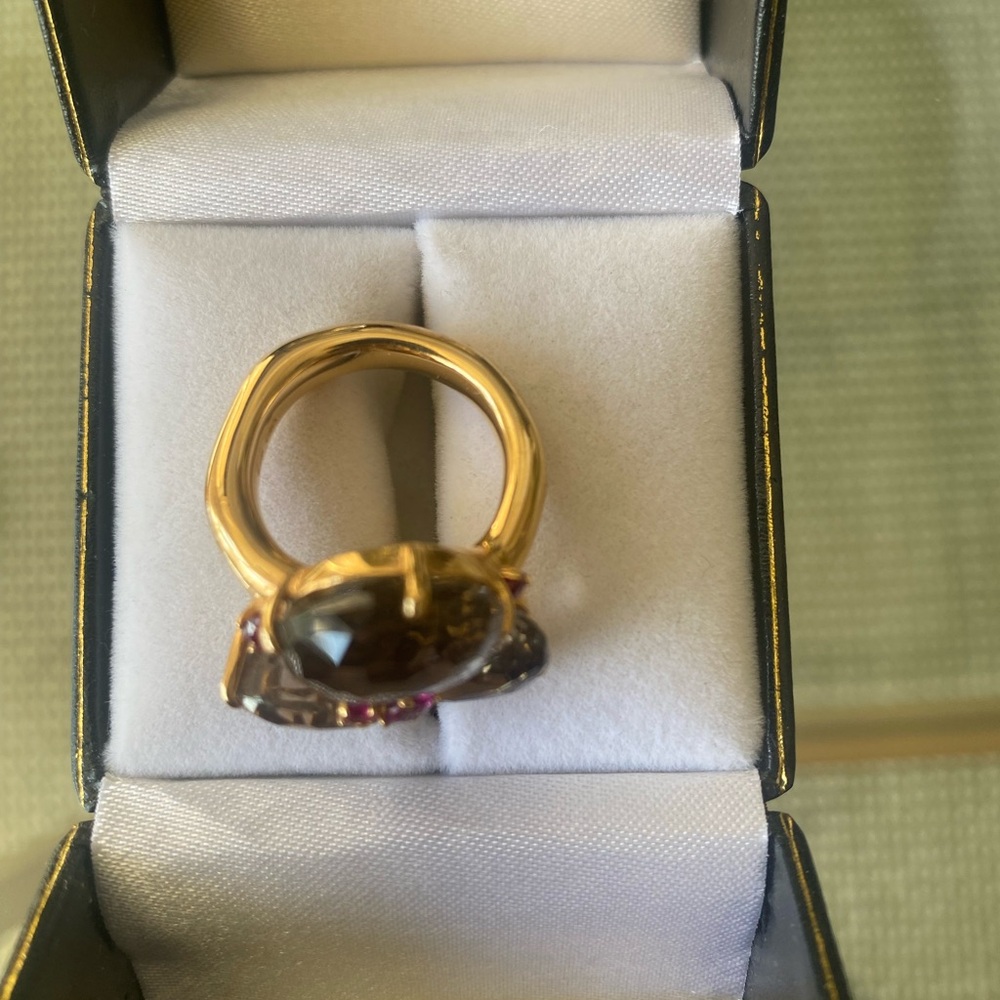 Green Stone Ring With Ruby - image 5